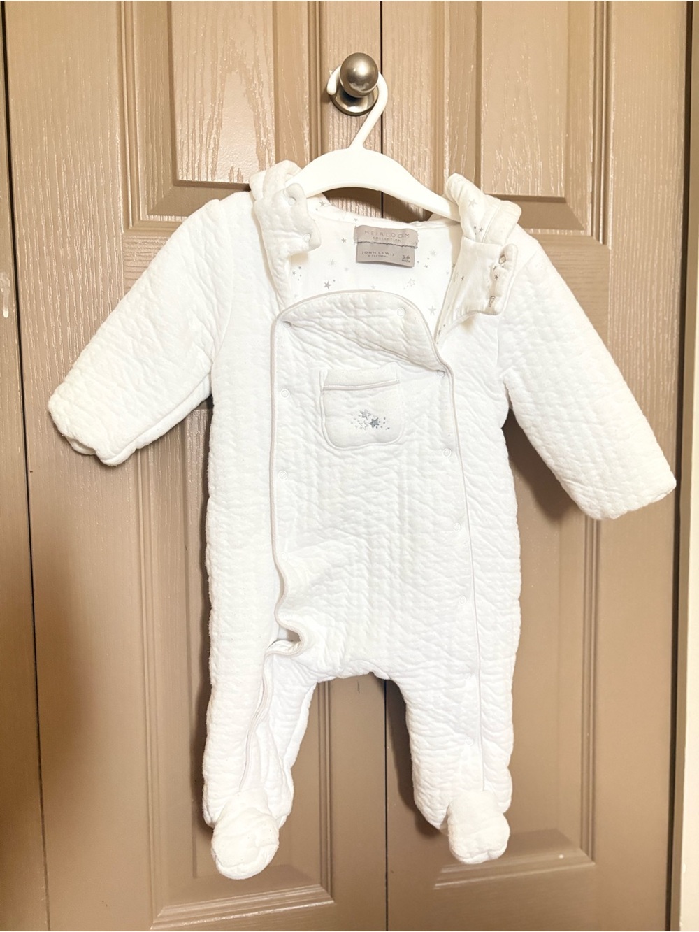 White Quilted Baby One-Piece Snowsuit